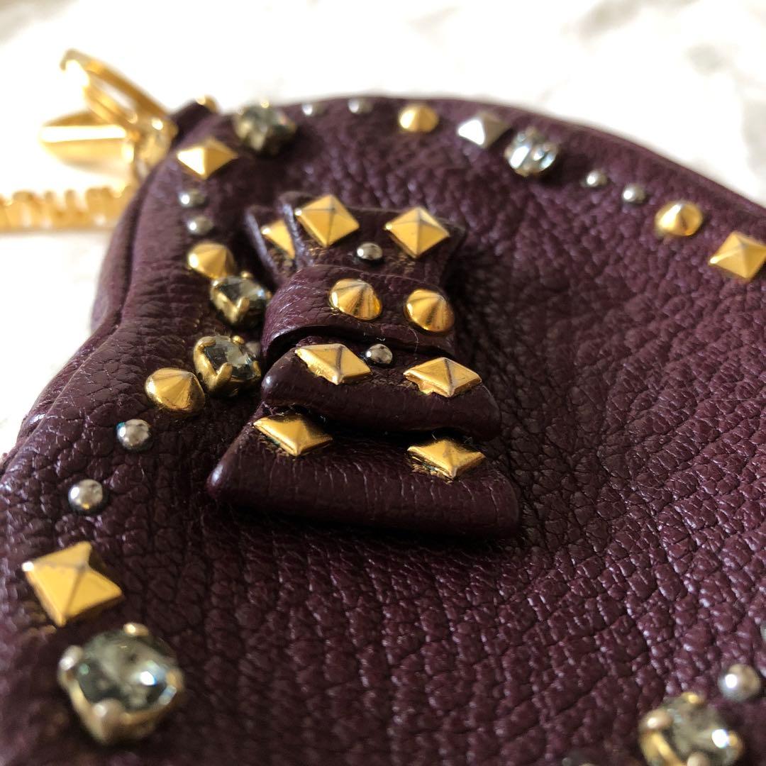 ミュウミュウ スタッズ付きハート型ケース　ビジュー　キーホルダー