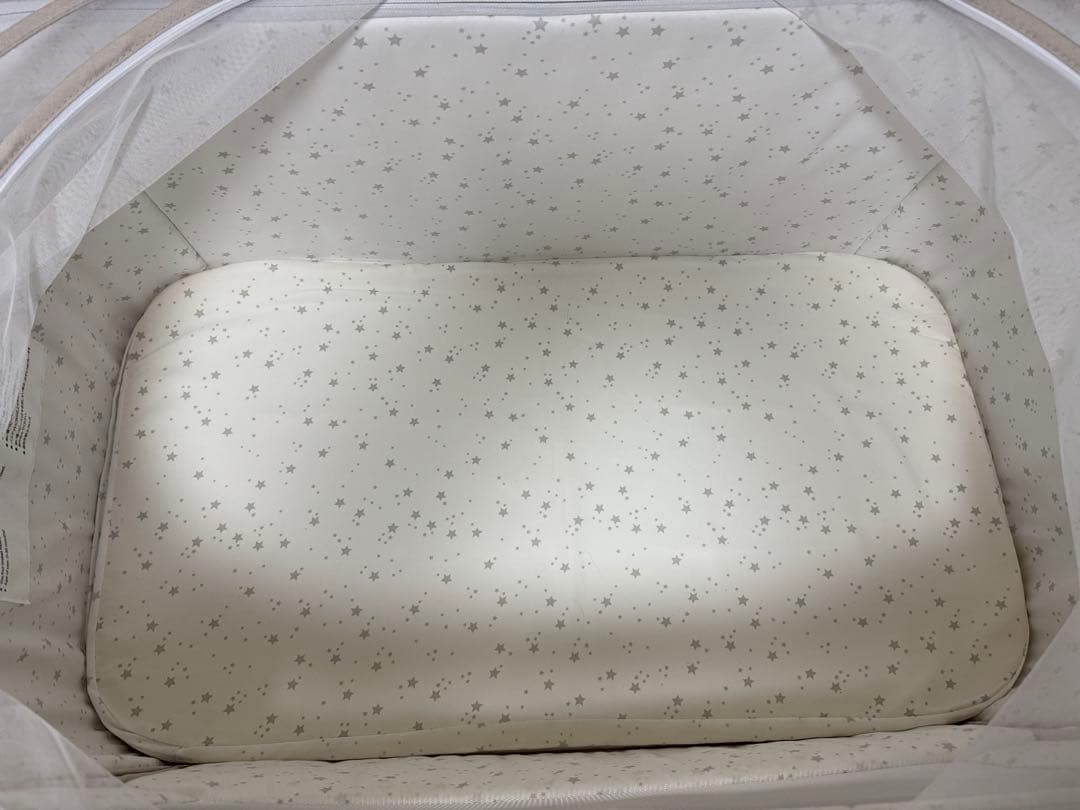 HZDMJ ベビーベッド ベージュ 折りたたみ 添い寝