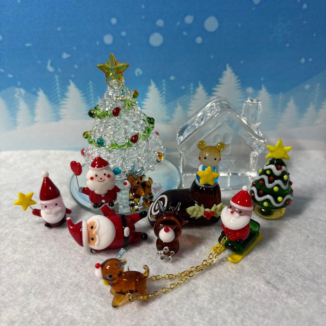 クリスマス　ガラス細工　ミニチュア