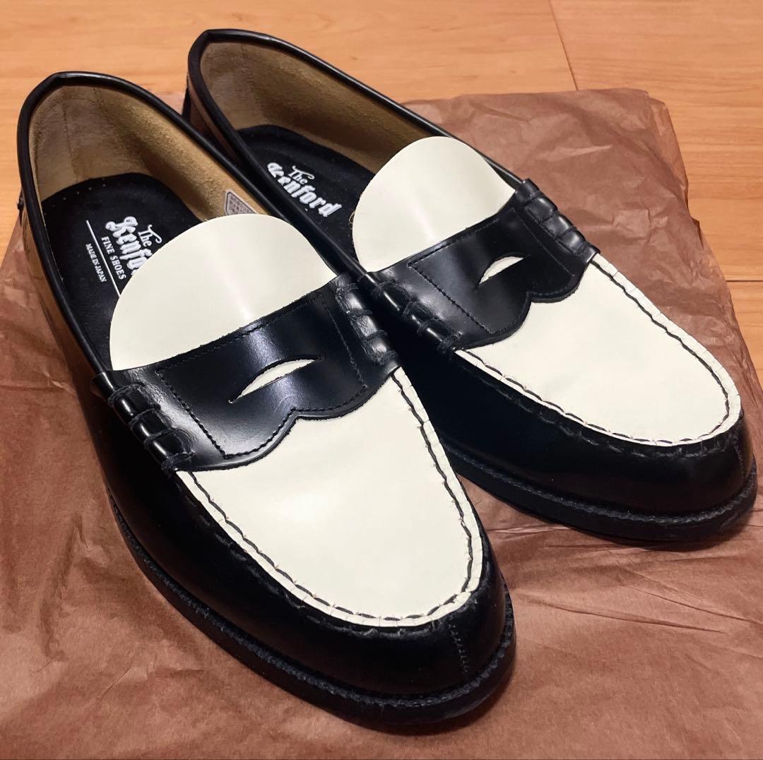 靴 MENS COMBI LOAFERS/BLACK WHITE 26.5cm