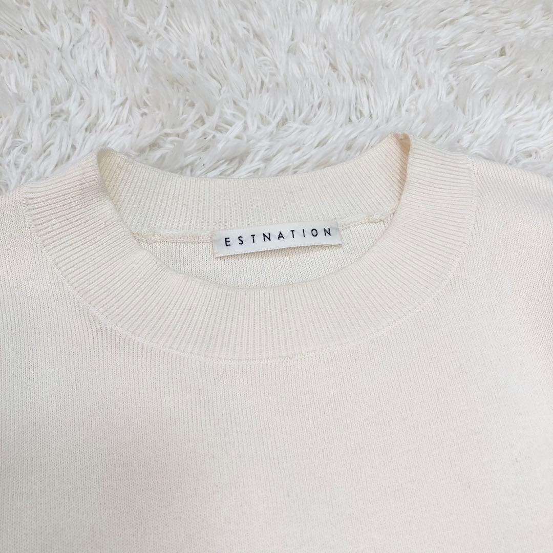 極美品✨ESTNATION ウエストリボンコンビニットワンピース