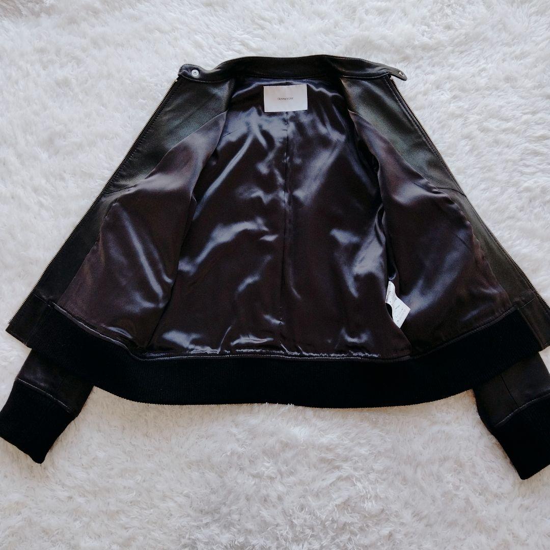 【美品】フレームワーク　ラム　ジップアップ　ライダースジャケット　黒　シングル