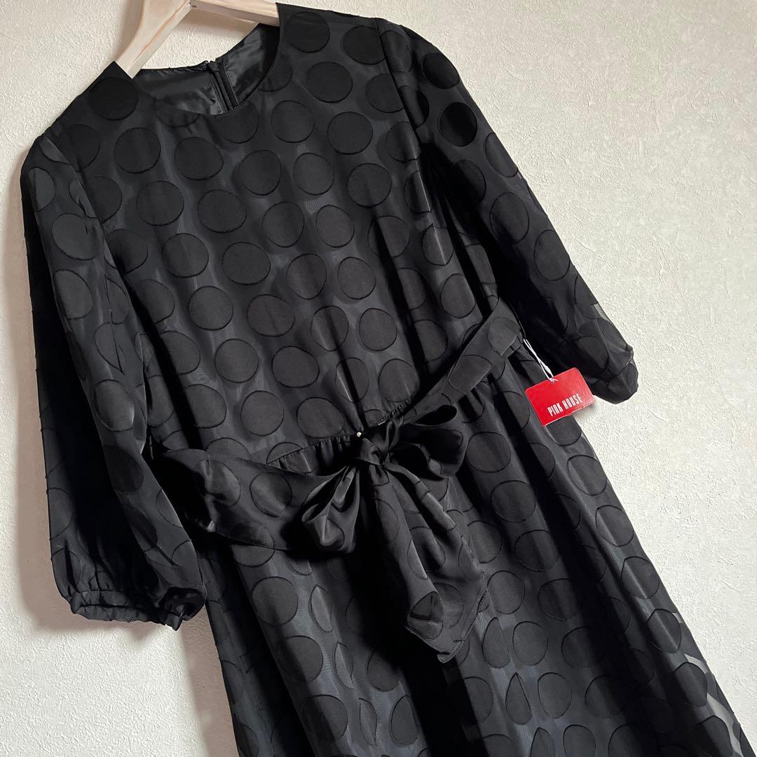 ピンクハウス　ドット柄 ブラック ロングワンピース　新品未使用　Ｍ