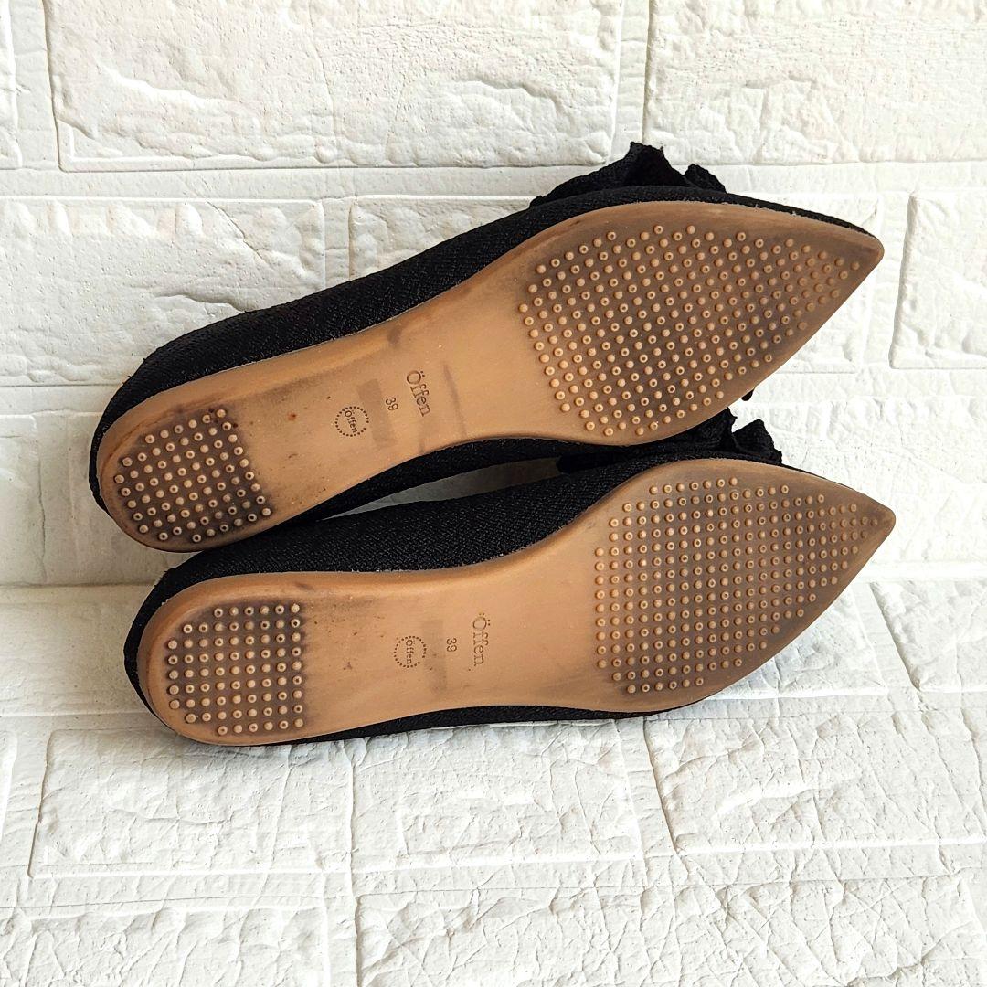 öffen pointed-FRIN❣️オッフェン フラットシューズ 39 黒