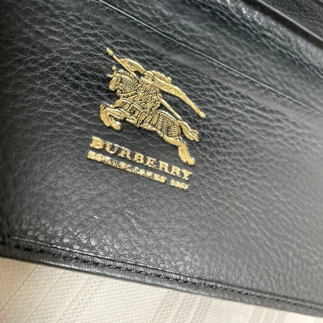 極美品 バーバリー 長財布 レザー×キャンバス ノバチェック ホースロゴ