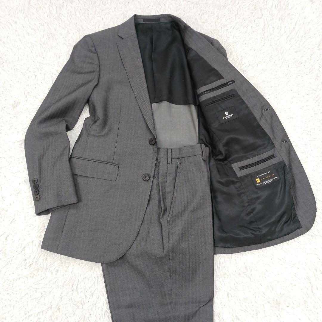ブラックレーベル　スーツ　日本製　グレー　シャドーストライプ　サイズ36R