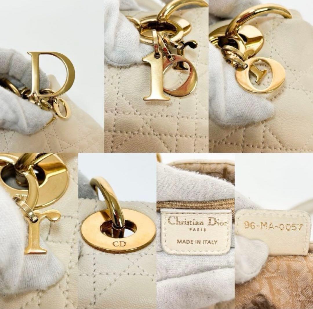 美品クリスチャンディオール　レディディオール カナージュ ハンドバッグ レザー