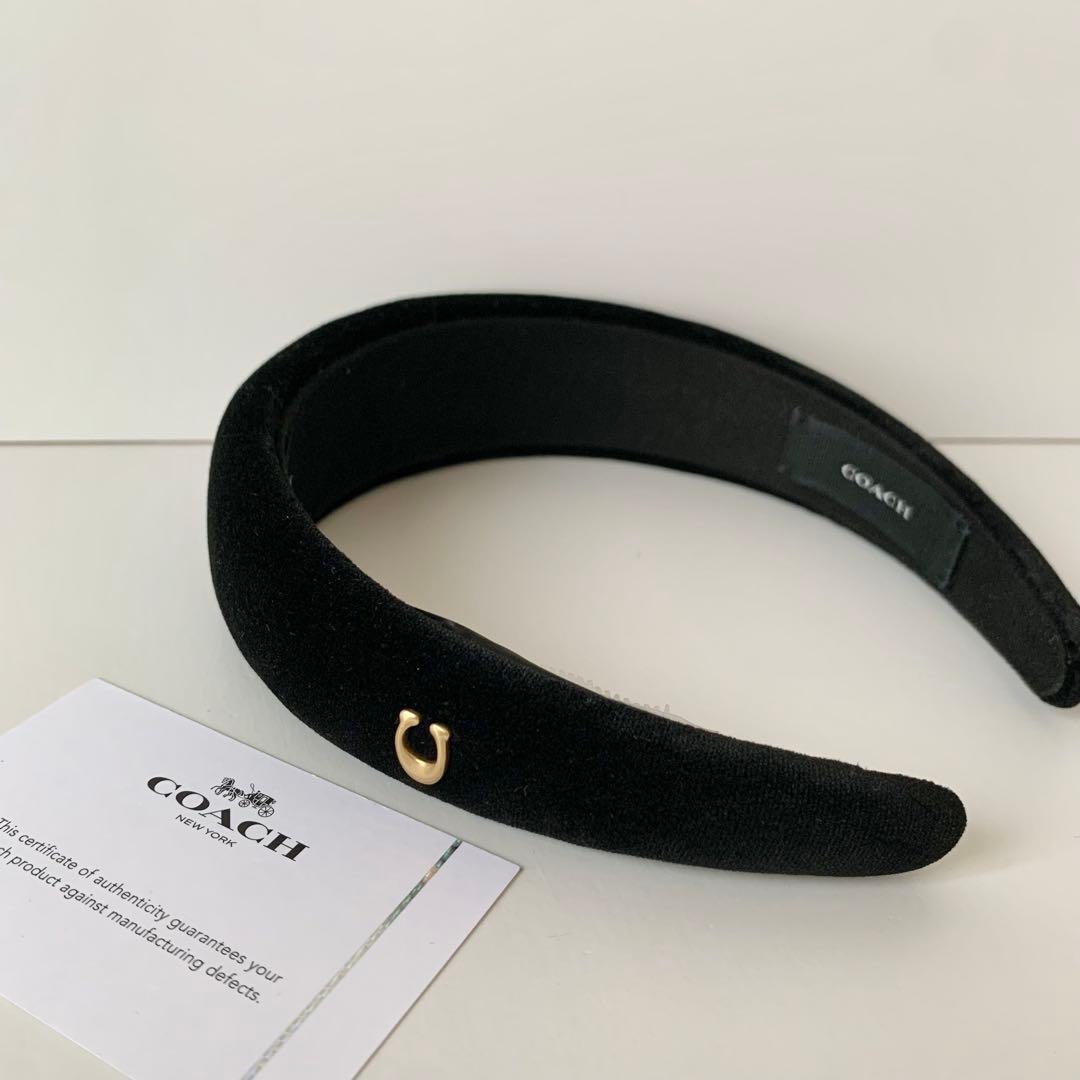 【COACH】コーチ　ベルベット　ヘッドバンド　カチューシャ　新品　ブラック　黒