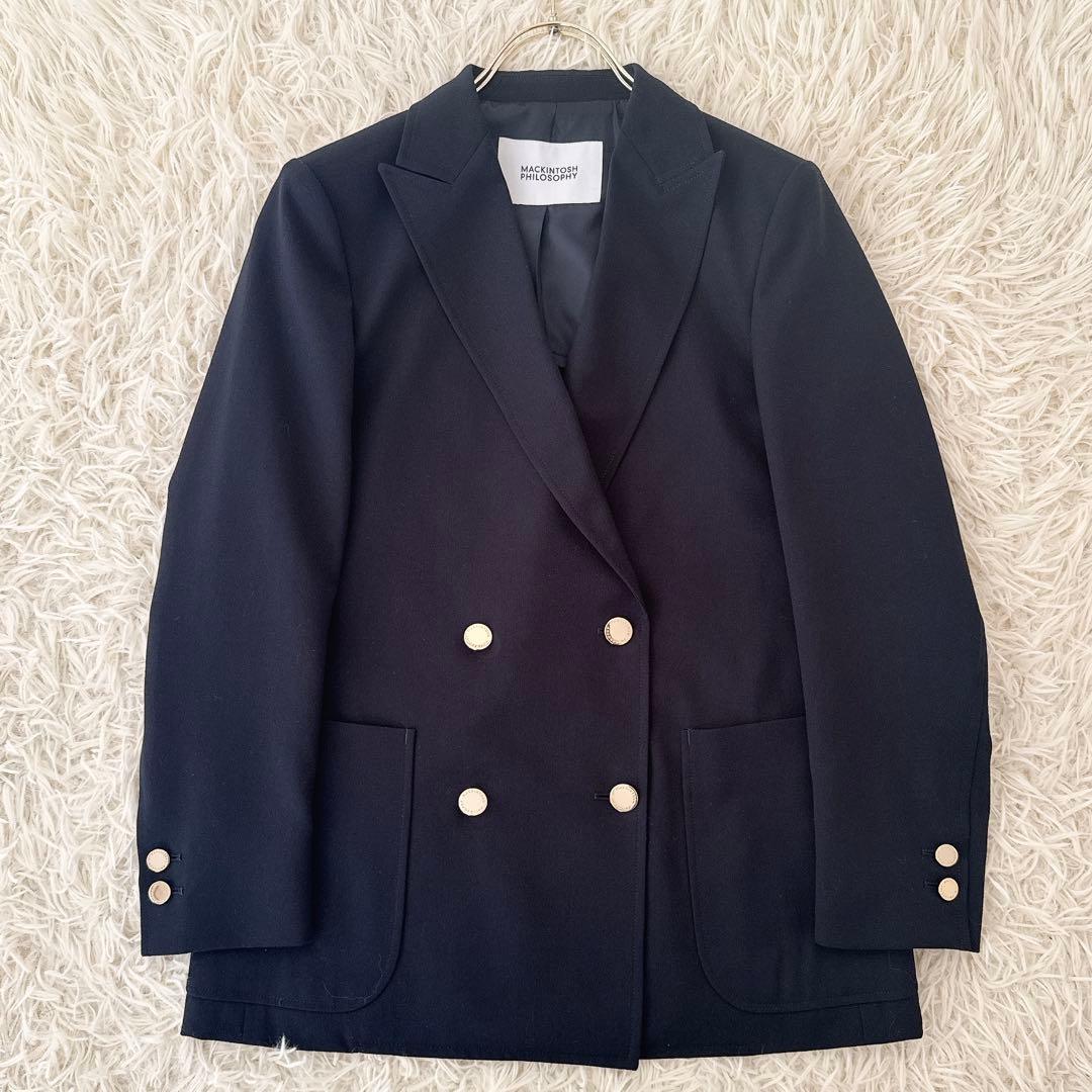極美品✨現行 マッキントッシュフィロソフィー 紺ブレ ダブル 金ボタン ロゴ刻印