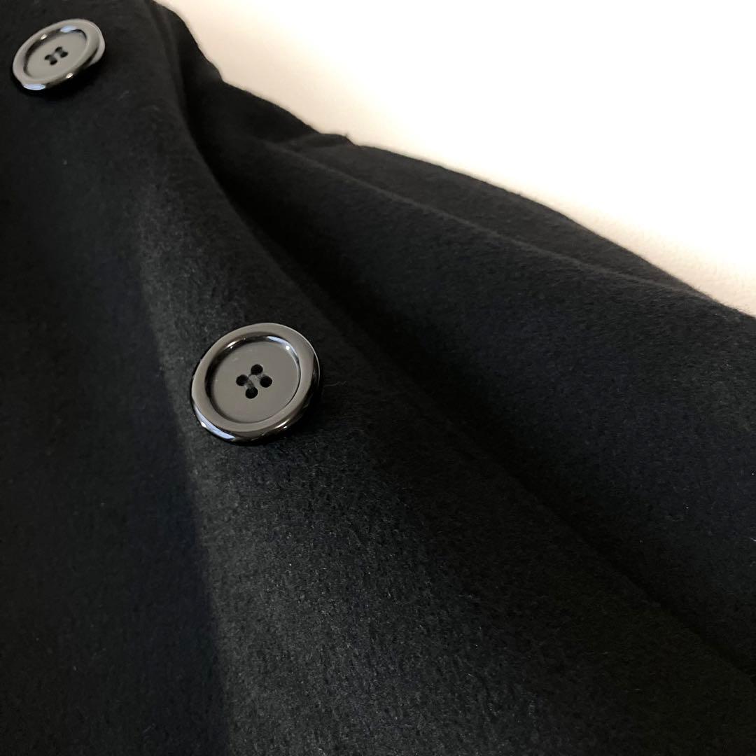 極美品 ウールコート Pコート 大きいサイズ 15号 ブラック 黒 定価3万円程