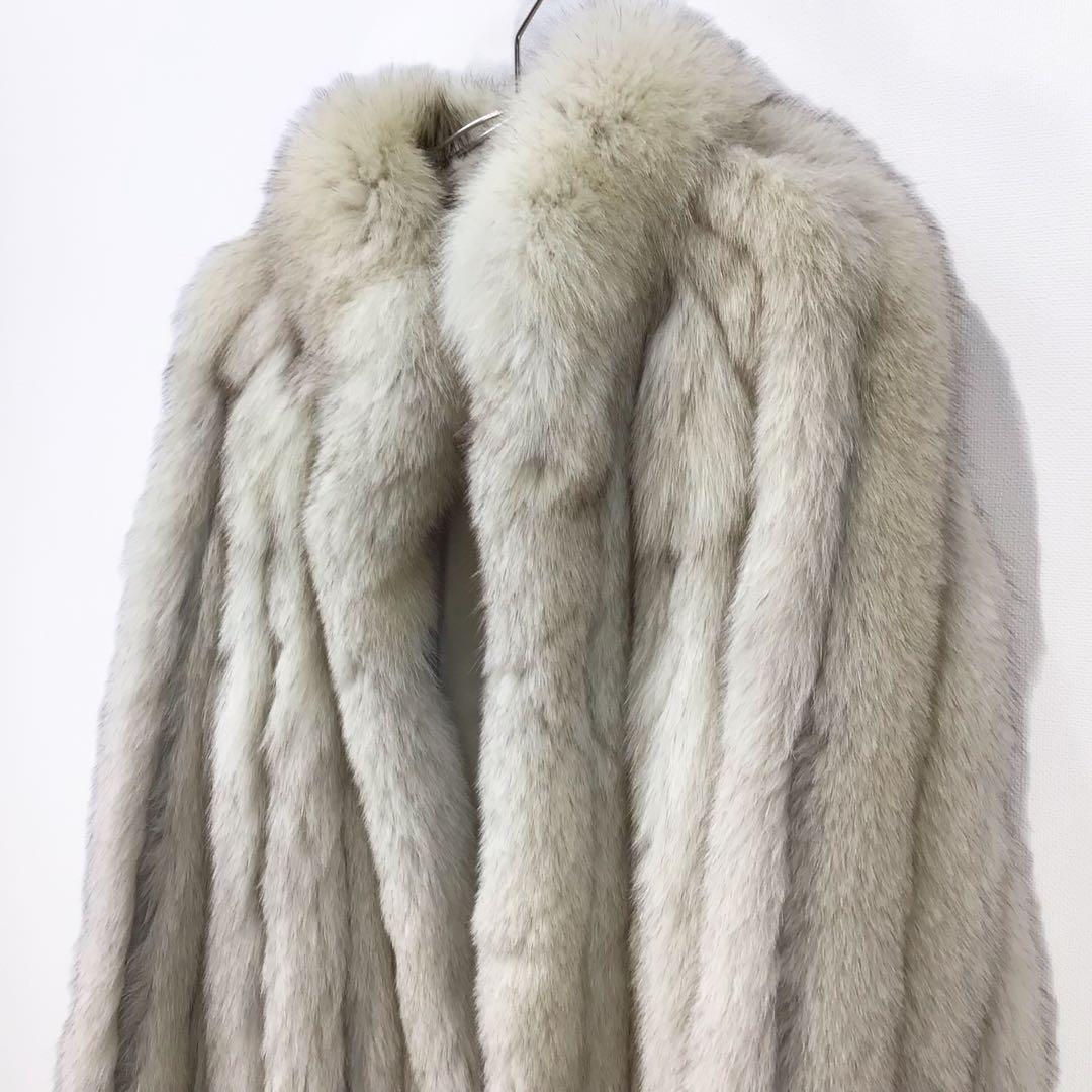ミドルコート 毛皮コート フォックスファー アウター リアルファー オフホワイト