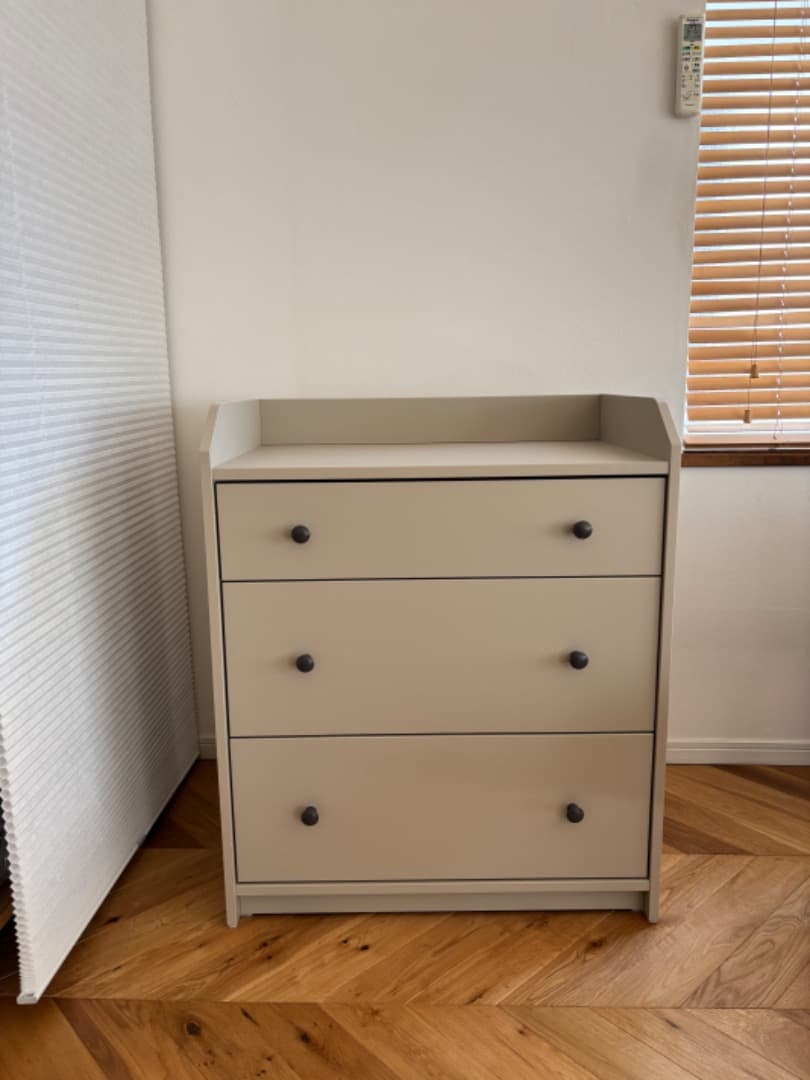 IKEA ハウガ　 チェスト（引き出し×3）ベージュ 70x84 cm
