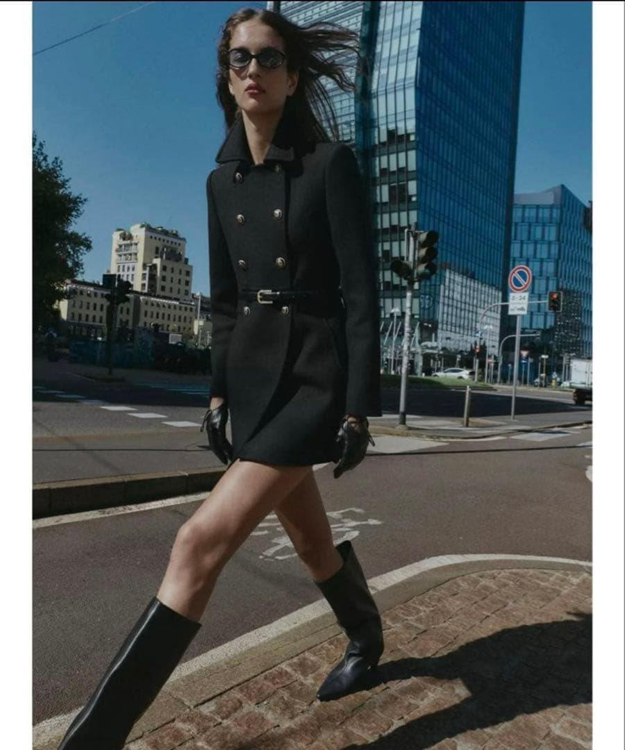 ZARA ウール混紡ショート丈ダブルブレストコート XS 新品タグつき