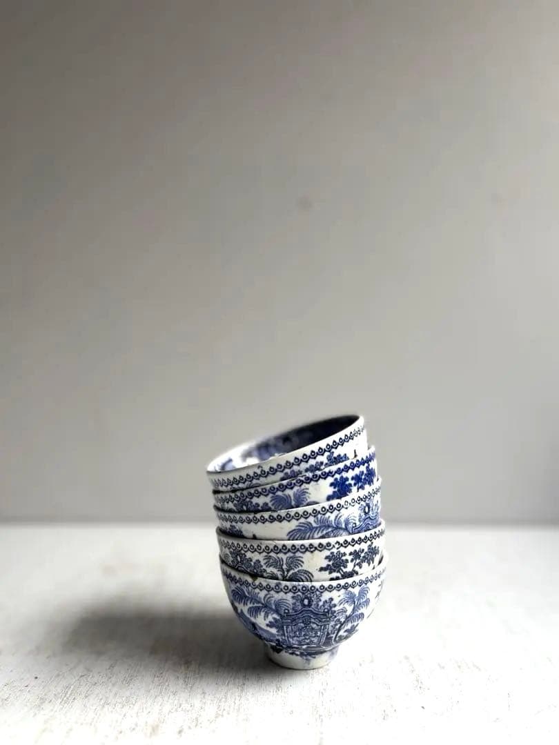 753 アンティーク オランダ デルフト焼 ティーボウル 煎茶椀 5客 金継ぎ