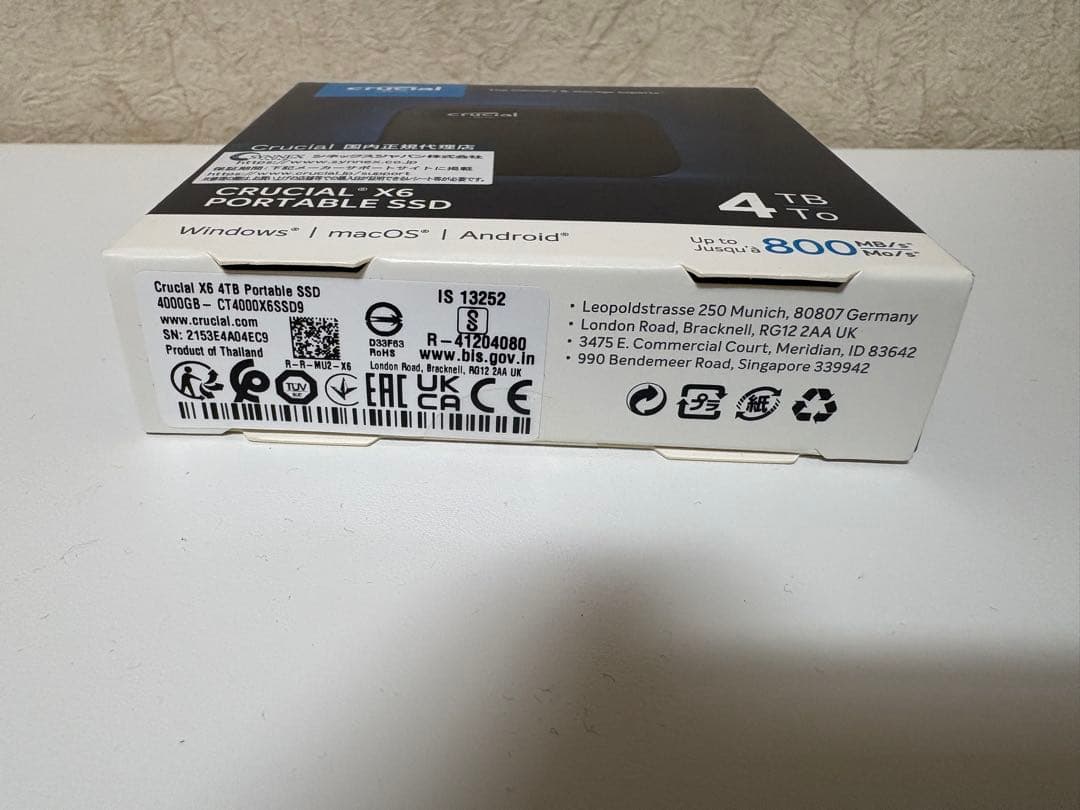 Crucial X6 4TB ポータブルSSD