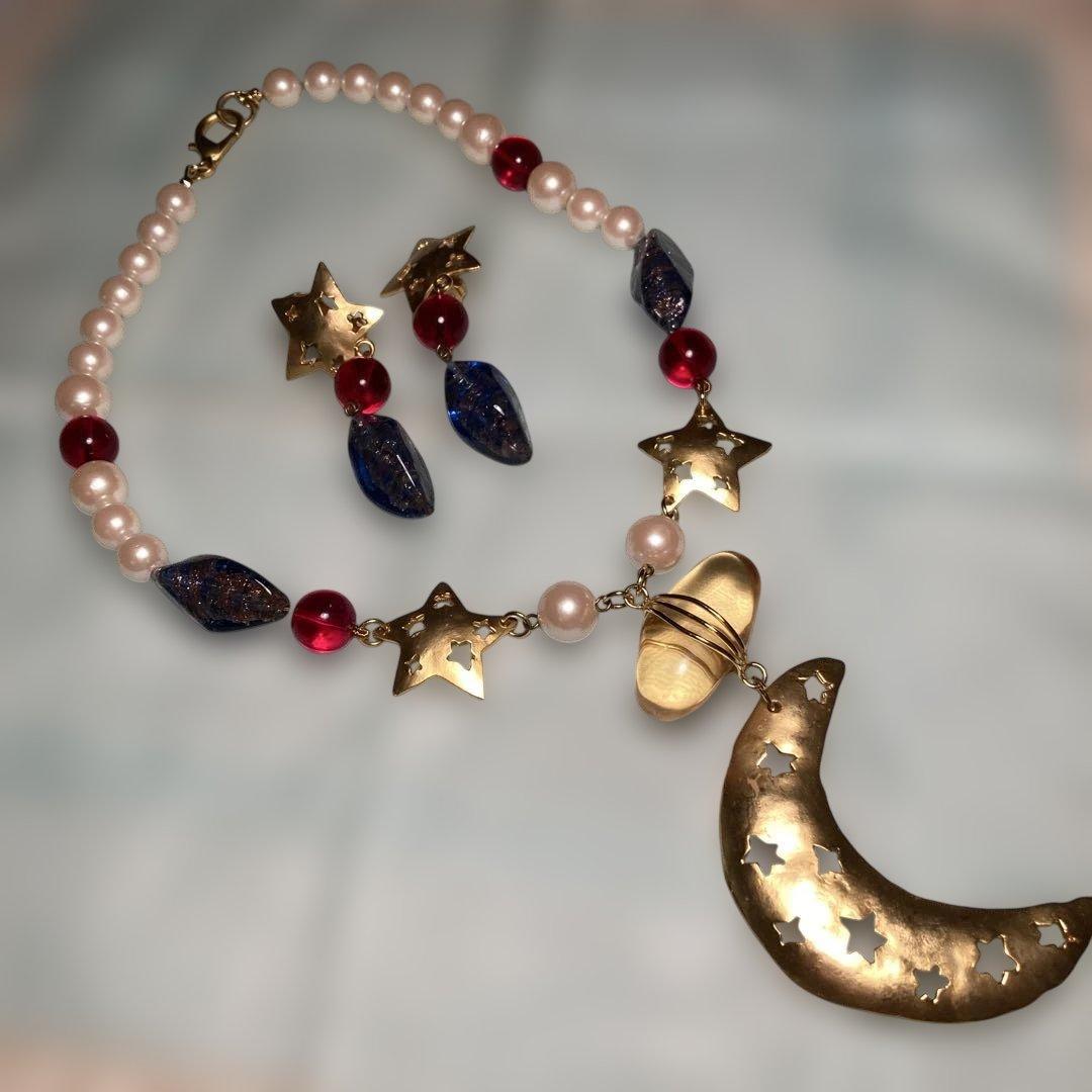 KENZO 月と星のデザイン ネックレス イヤリングセット　（63）