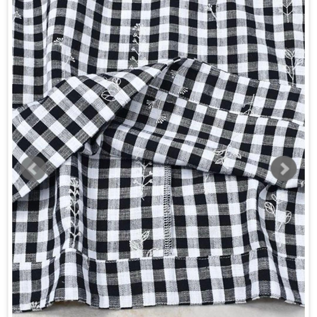 《新品》ドラッグストアーズ　fu-ai ギンガムチェック 花刺繍 チュニック