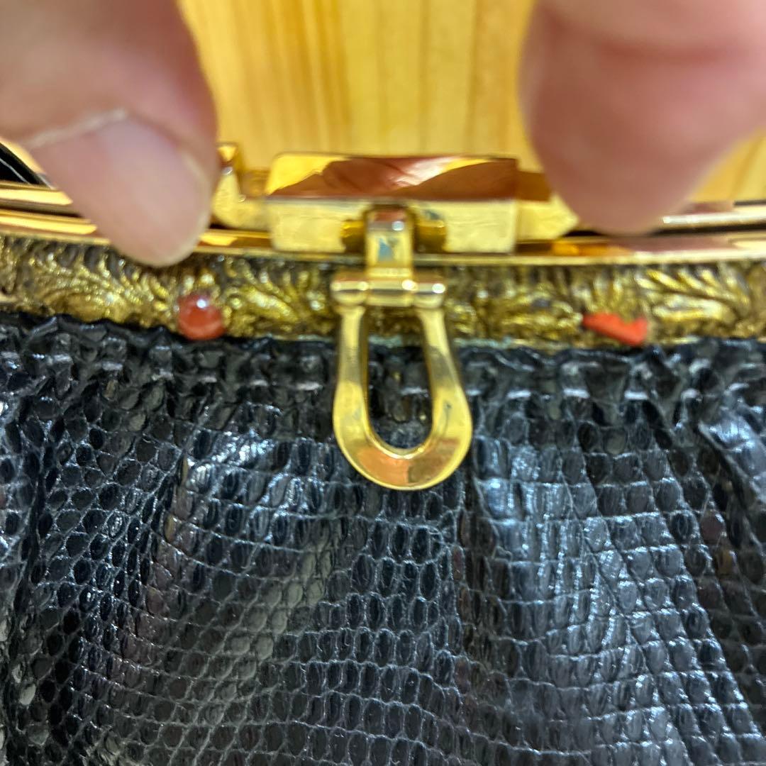 黒 リザード バッグ 皇室御用達 濱野 ハマノ