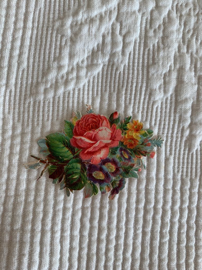 フランスアンティークメタルフレームロココリボン装飾＆ローズクロモス※オルモル