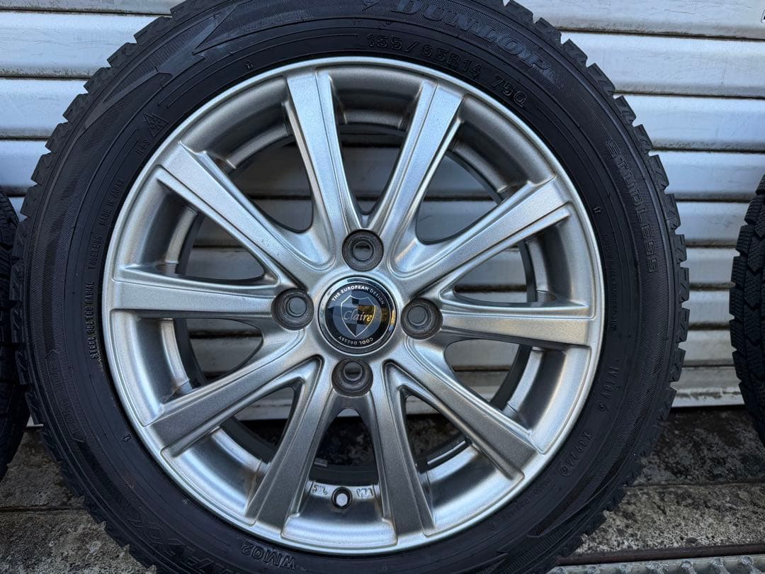 ダンロップ 冬用タイヤ 155/65R14 ×4本 アルミホイール中古