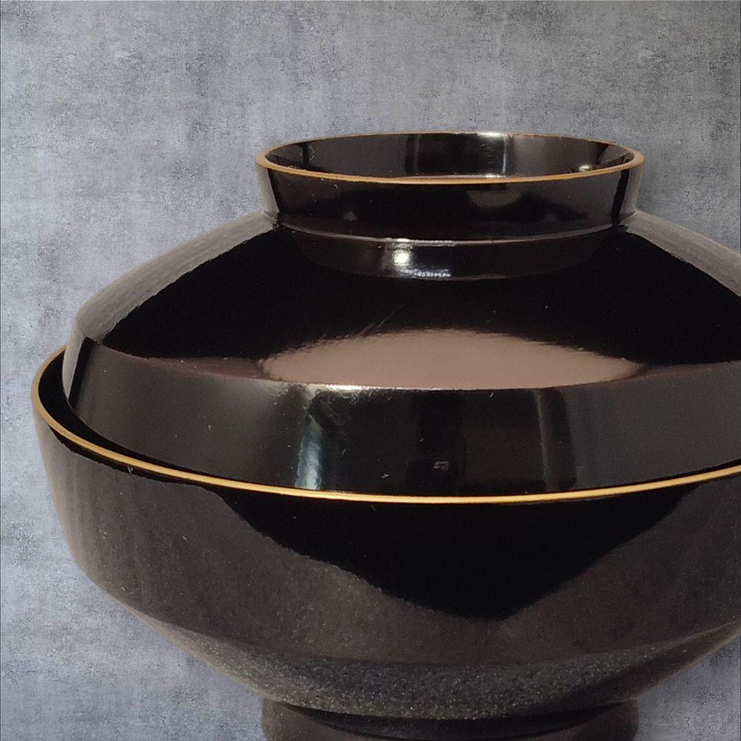 明治 骨董 輪島塗 木製 金蒔絵 波 千鳥 蓋付 吸物椀 アンティーク 元箱蓋無