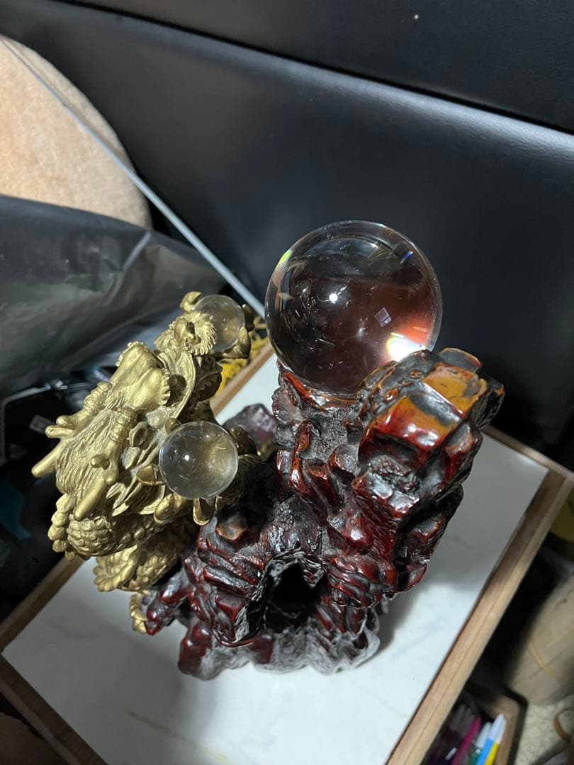 大友彦神で 風水龍の置物 龍の置き物 金色の龍 中国の伝説上の神獣である龍