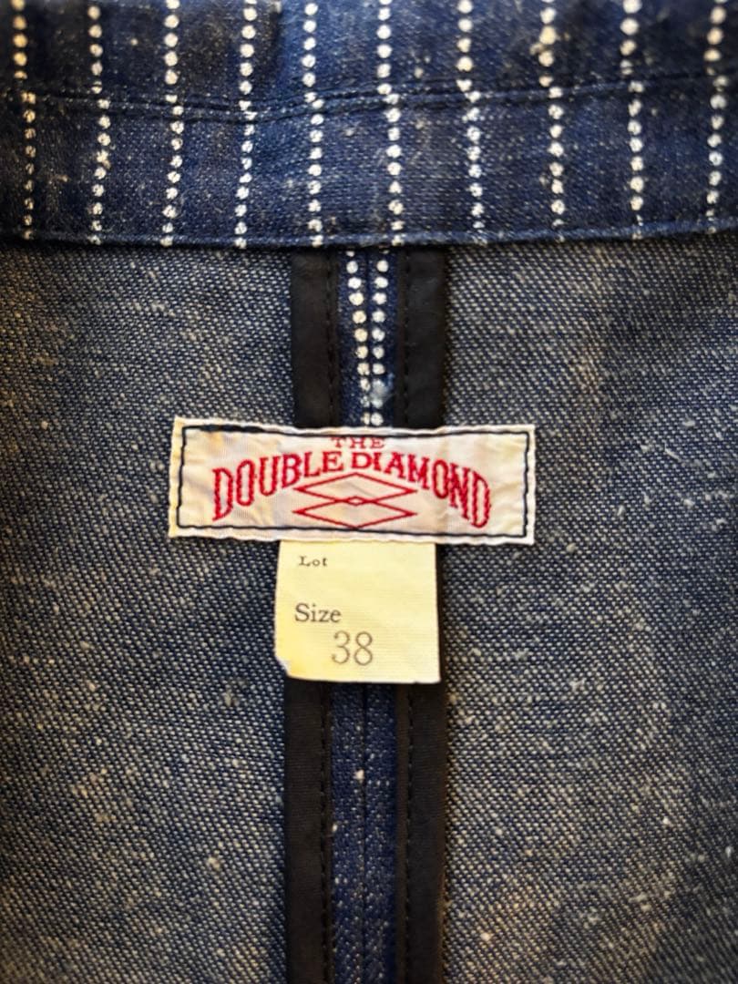 DOUBLE DIAMOND ネイビーストライプカバーオール 38 リアルマッコ