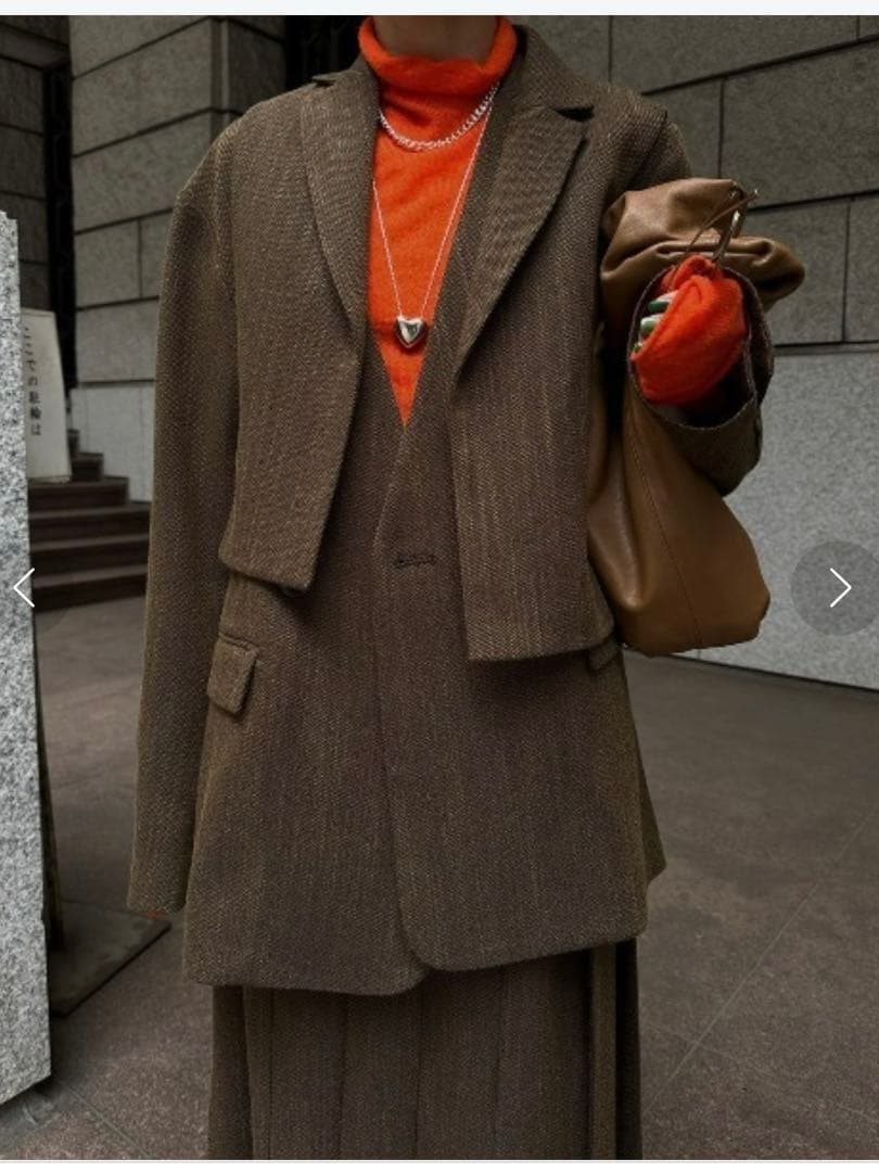 ジャケット・アウター CONVERTIBLE HERRINGBONE JACKET BROWN