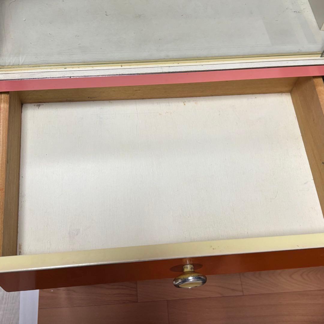 昭和レトロポップ食器棚　オレンジ　ガラス棚