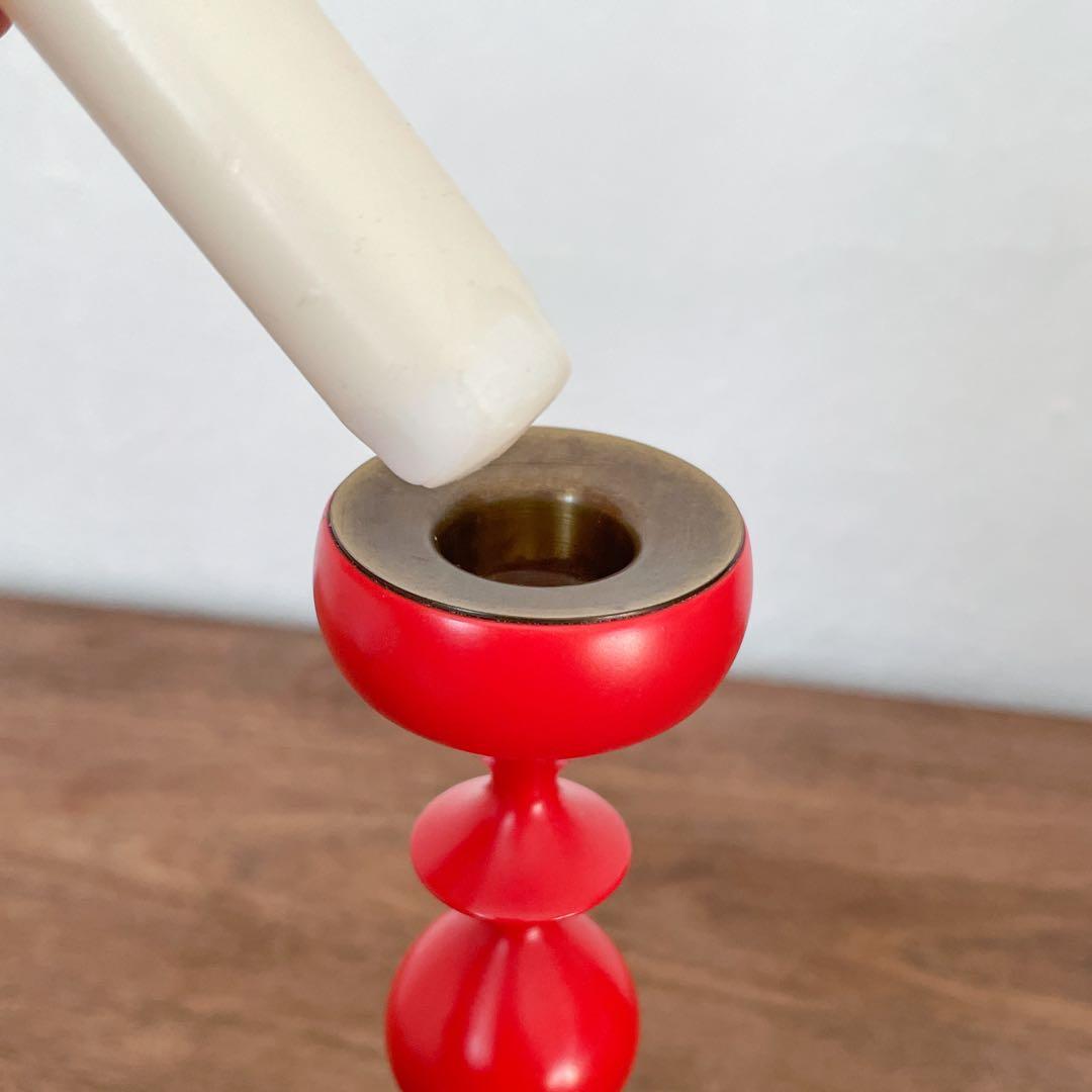 【ドイツ 赤いキャンドルスタンド】ミッドセンチュリー ヴィンテージ