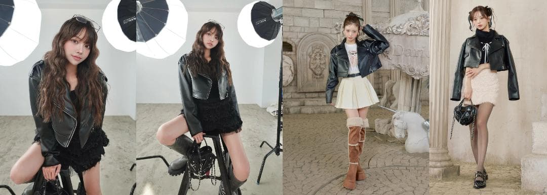 ダーリッチ darich ドロップショートライダースジャケット ブラック BLK