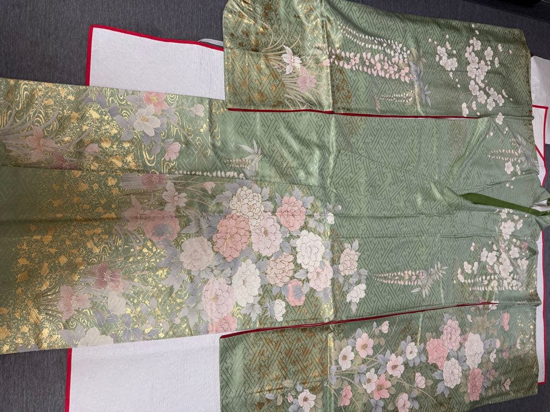 振袖No.10【身長150㎝〜160㎝の方向け】振袖単品　正絹　くすみカラー