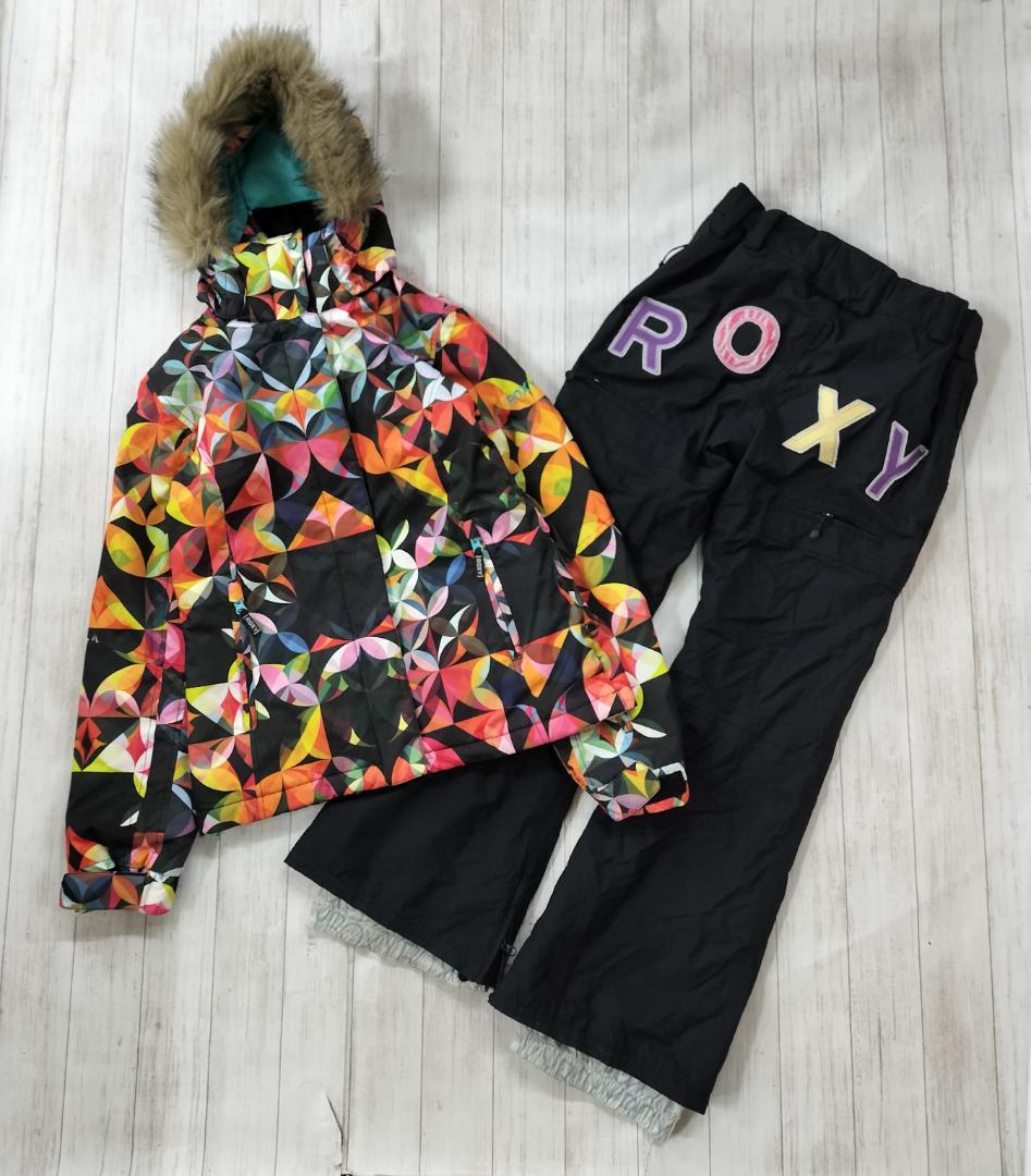ロキシー/幾何学マルチカラーファージャケット×バック立体ロゴパンツ/ボードウェア