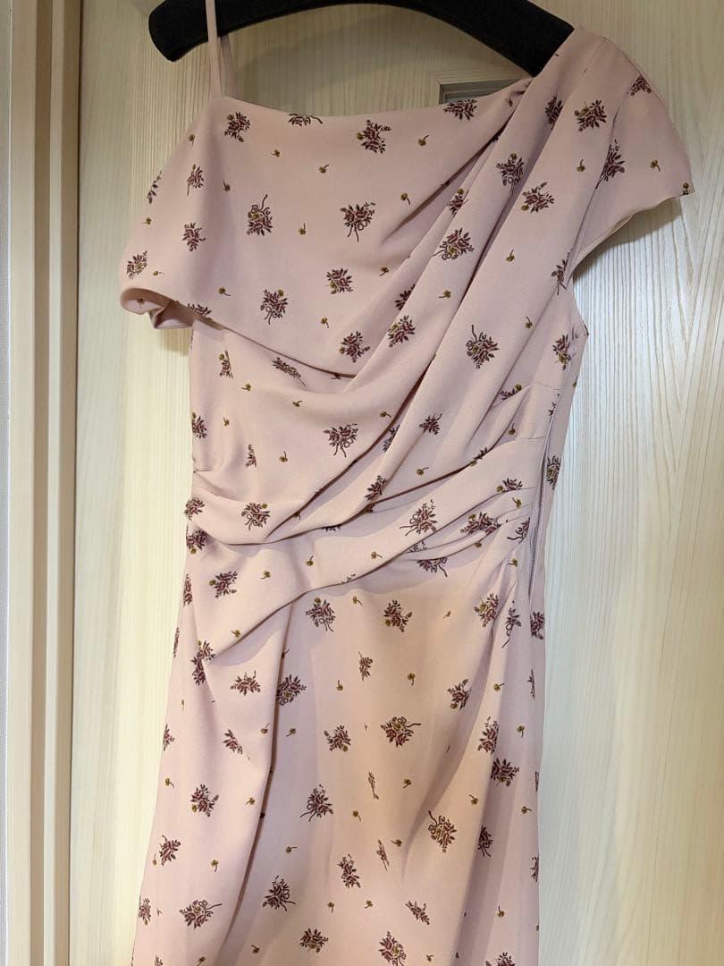 SNIDEL フラワープリントドレープワンピース PNK