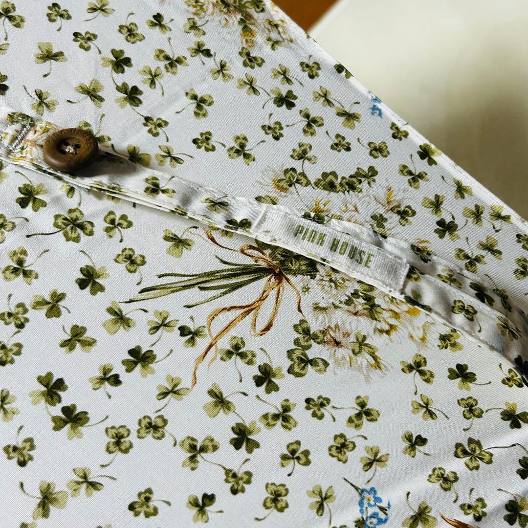 ピンクハウス　傘　白詰草ブーケ　四葉のクローバー　アイボリー　長傘　未使用P47