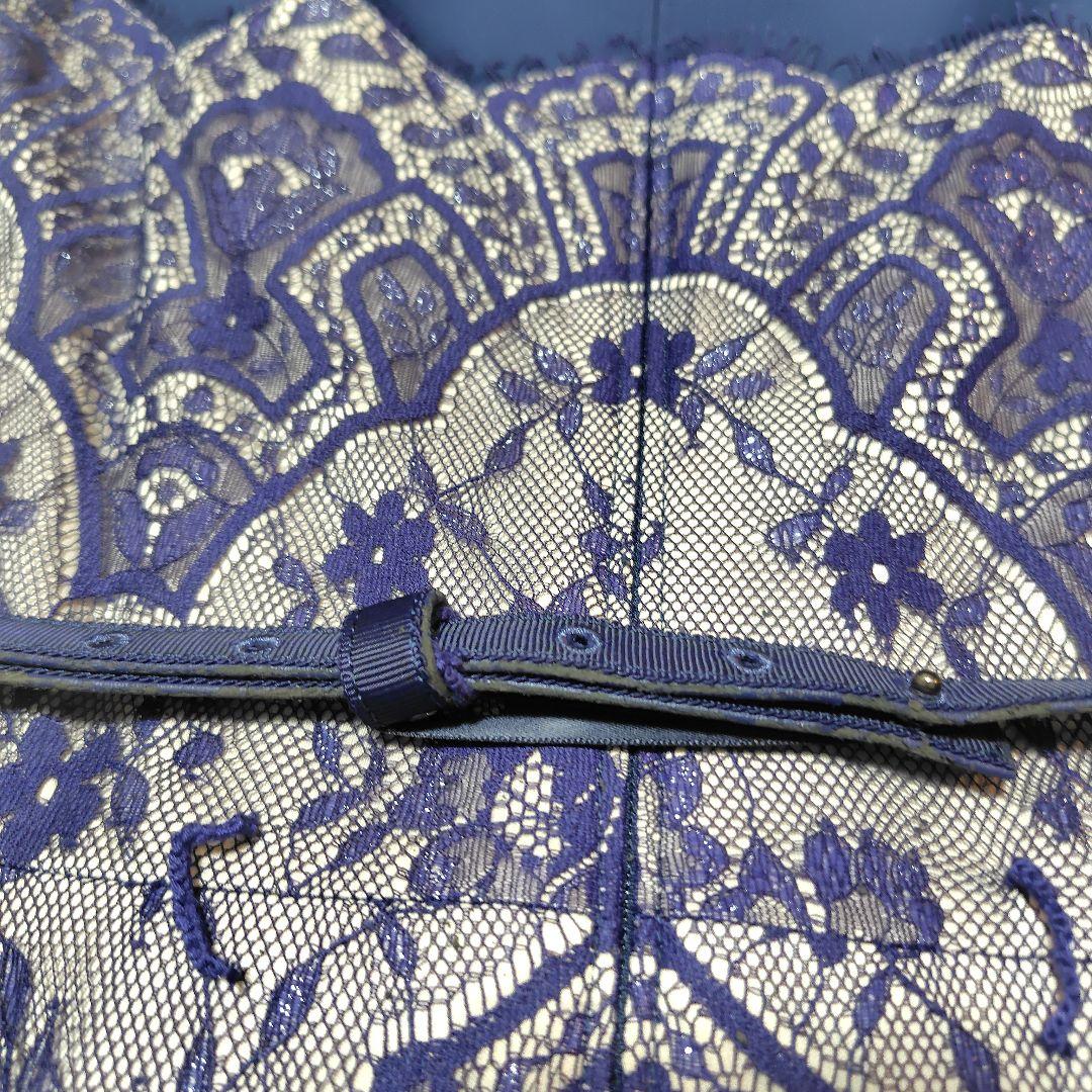 【美品♡定価８万】タダシショージ　リボンベルト付きレースドレス　ネイビー　2