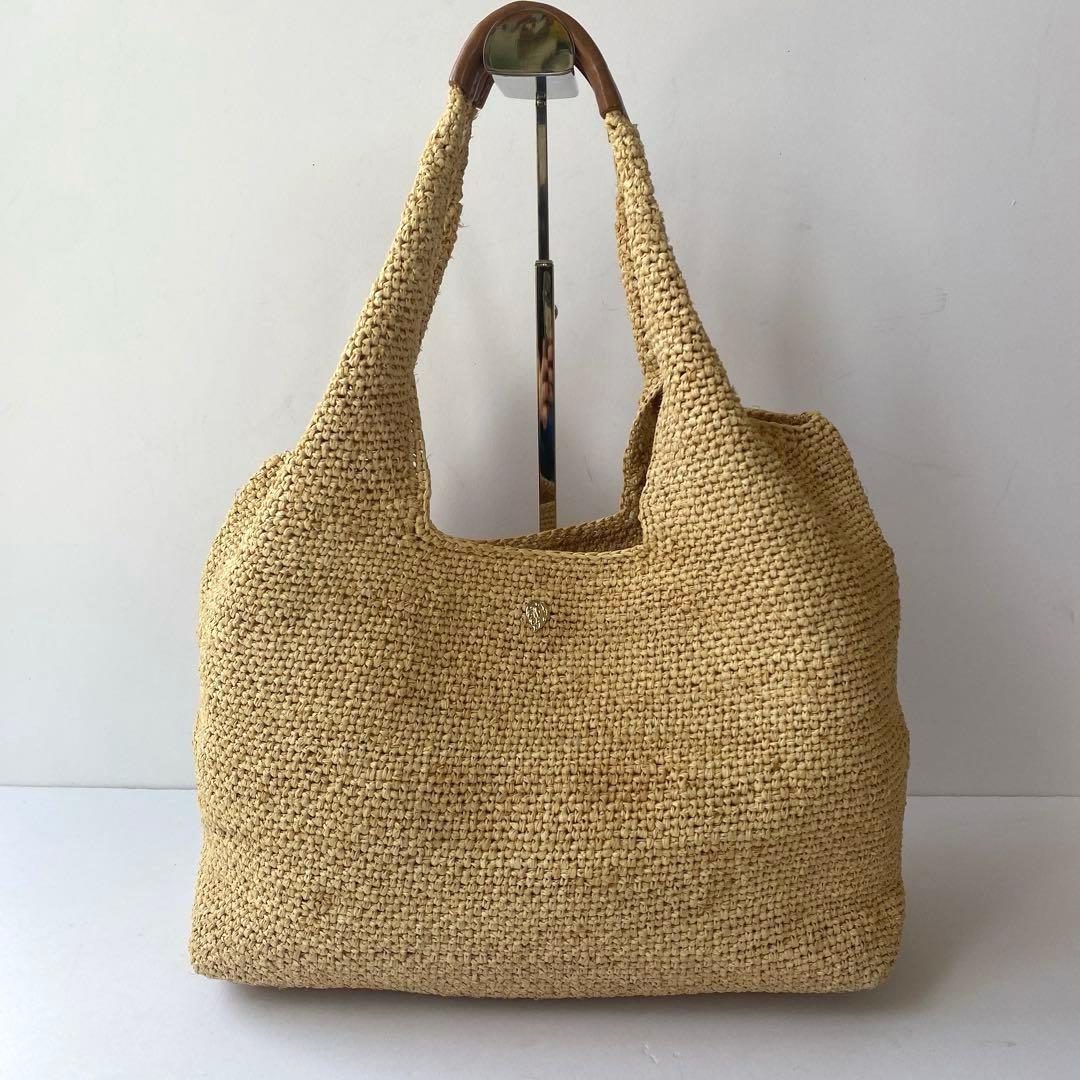 美品 HELEN KAMINSKI トート ショルダー ラフィア レザー 茶