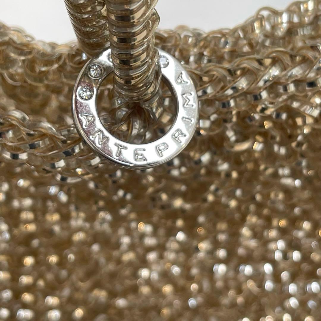 【保存袋付き】アンテプリマ　ワイヤーバッグ✨人気色シルバーゴールド✨ラージ