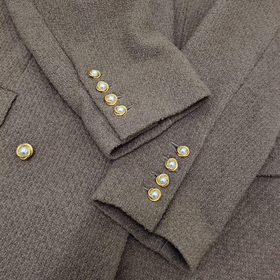 インゲボルグ　ピンクハウス ダブルブレスト ジャケット　金パールボタン花柄ウール