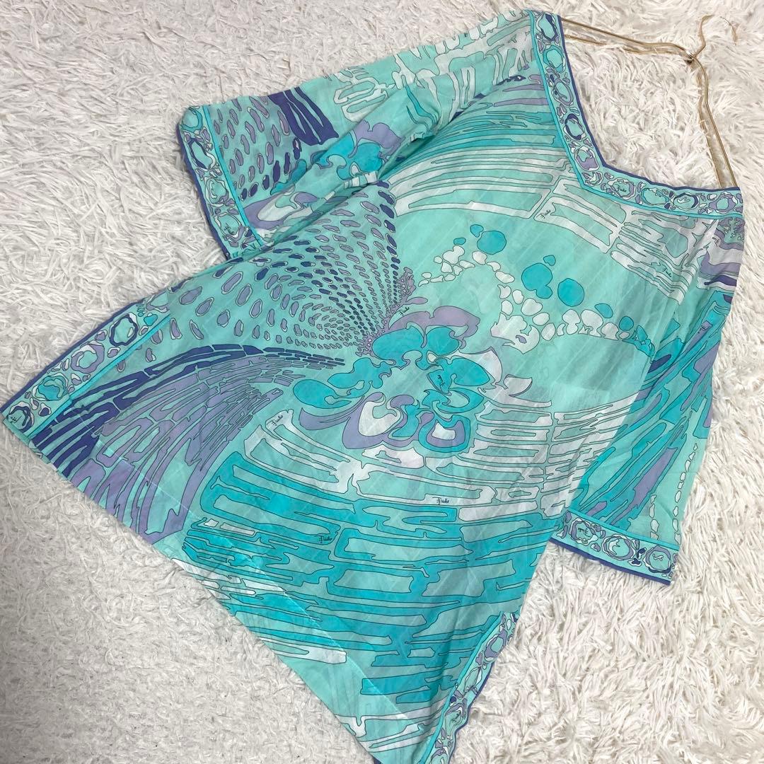 EMILIO PUCCI 総柄チュニック ライトブルー M エレガント