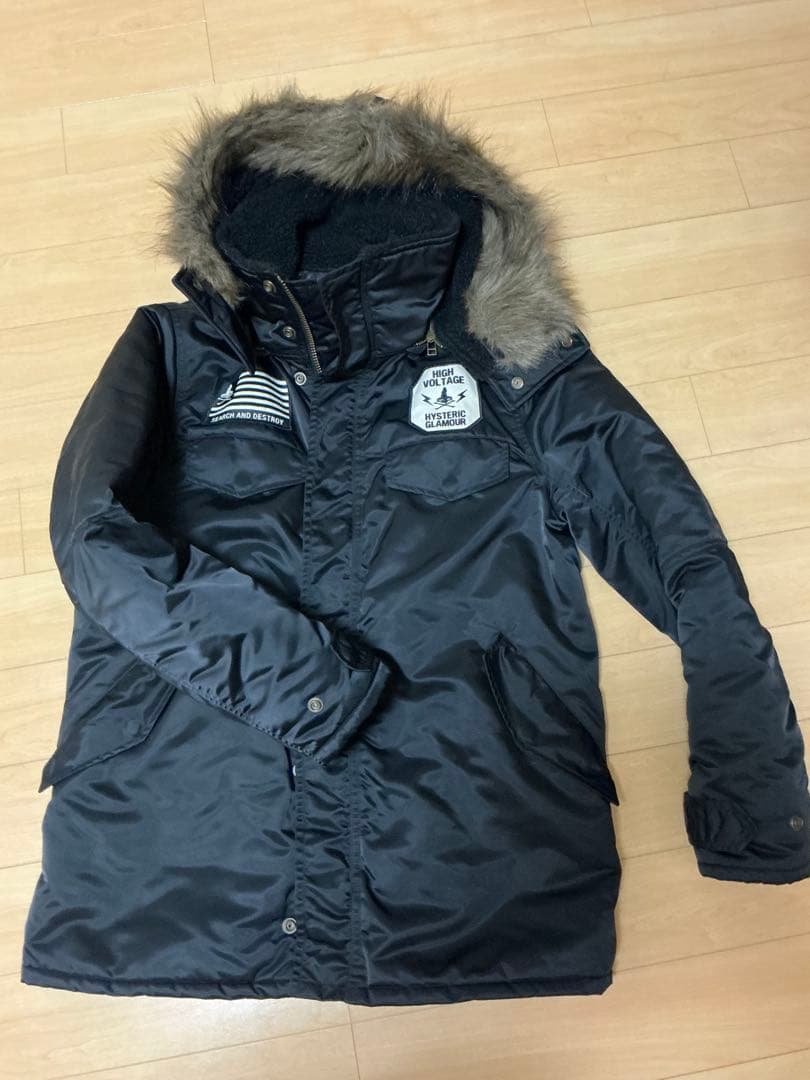 ヒステリックグラマー　ブラック ミリタリージャケット ファー付き　希少Lサイズ