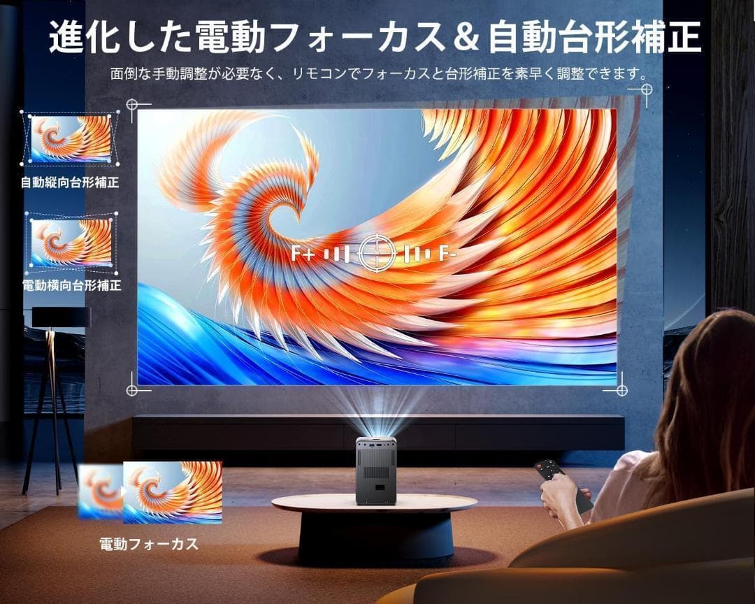 プロジェクター 小型 高輝度 最新電動フォーカス 自動台形補正
