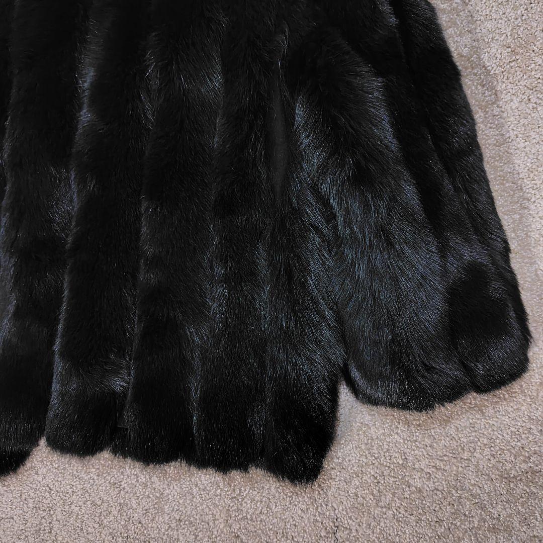 yukiko hanai フォックスファーコート 動物の顔付き　濃青