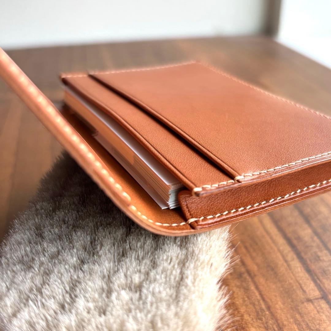 大容量名刺入れ　コードバン　ナチュラル　レーデルオガワ