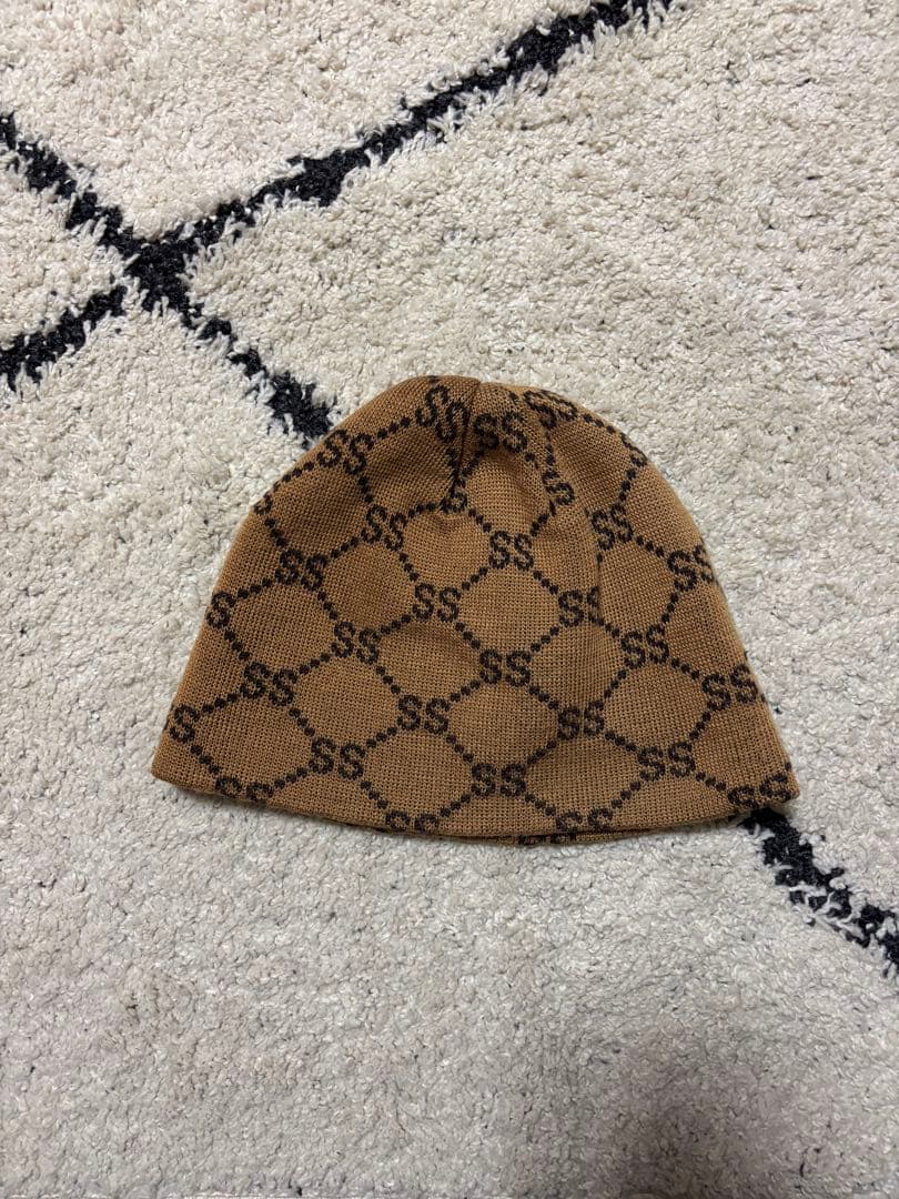 Stussy ニット帽 90s OLD SSリンク モノグラムビーニー