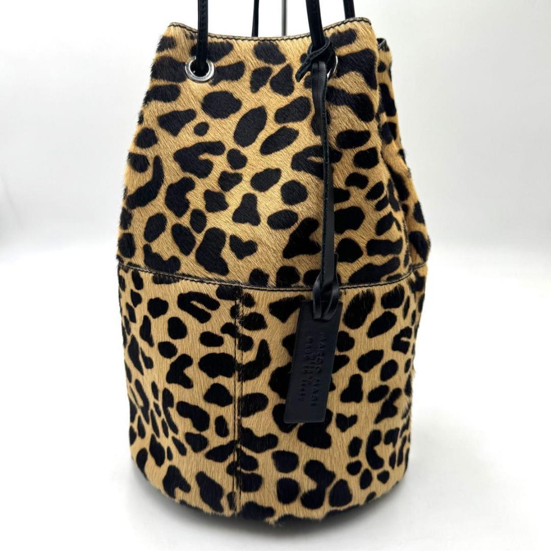 極美品✨MARCO MASI　ハラコ　巾着　レオパード　ショルダーバッグ　肩掛け
