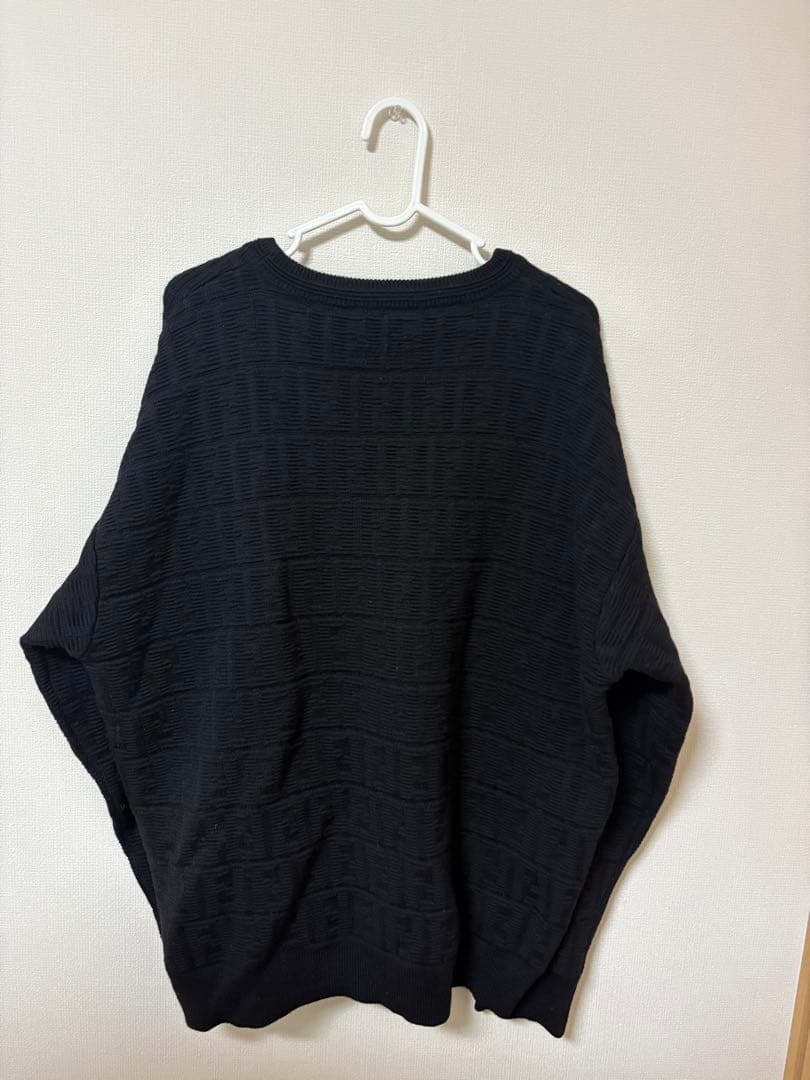 【希少】FENDI フェンディ ズッカ柄 総柄 ニット セーター ブラック 54