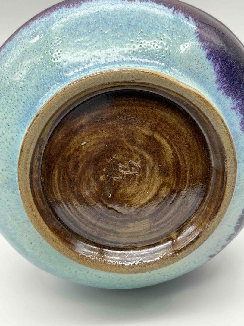 清時代　鈞窯　窯変釉 弦文瓶　旧家蔵出し　花入　花瓶(B-91)