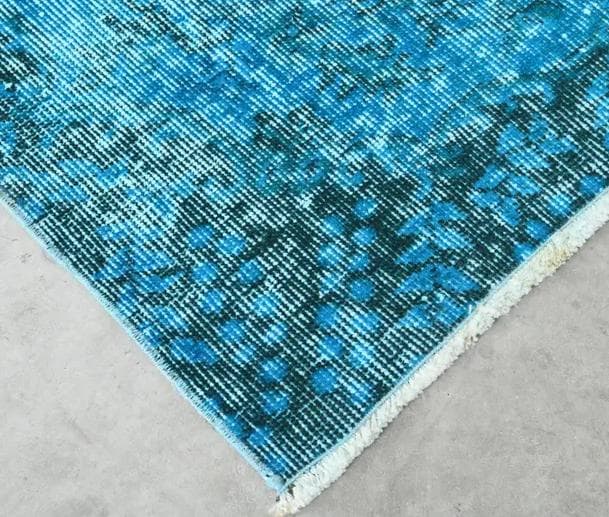 トルコ ヴィンテージラグ A56 ターコイズブルー コバルトブルー オーバーダイ