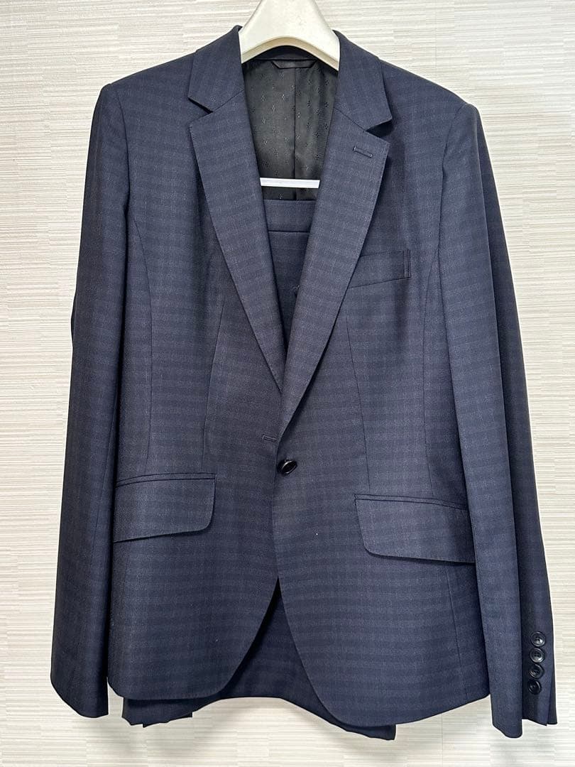 ネイビー チェック柄 スカートスーツ